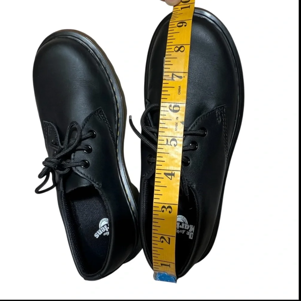 Dr. Martens 1461J Kids Black Leather Lace-Up Shoe with Yellow Stitching